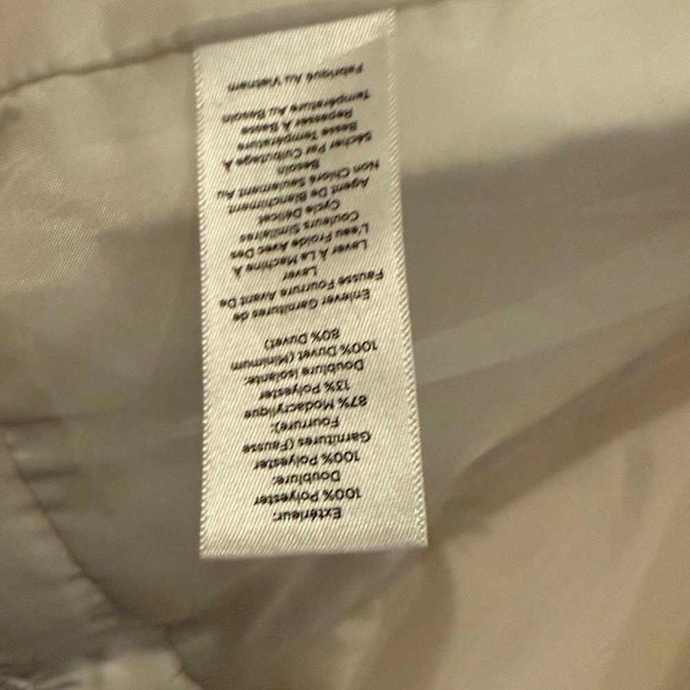 Talbots Cream Puffer Vest with Faux Fur Trim xl - Picture 7 of 8